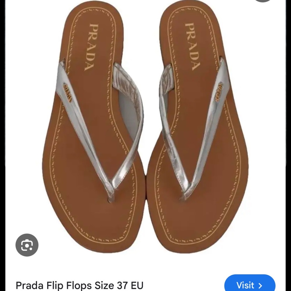 Prada Women's Sandals with Silver Straps and Brown Soles